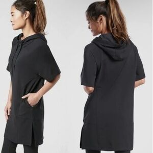 Athleta cabana tunic hoodie black S tencel modal short sleeves S oversized